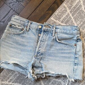 Sky Blue Frayed Jean Shorts